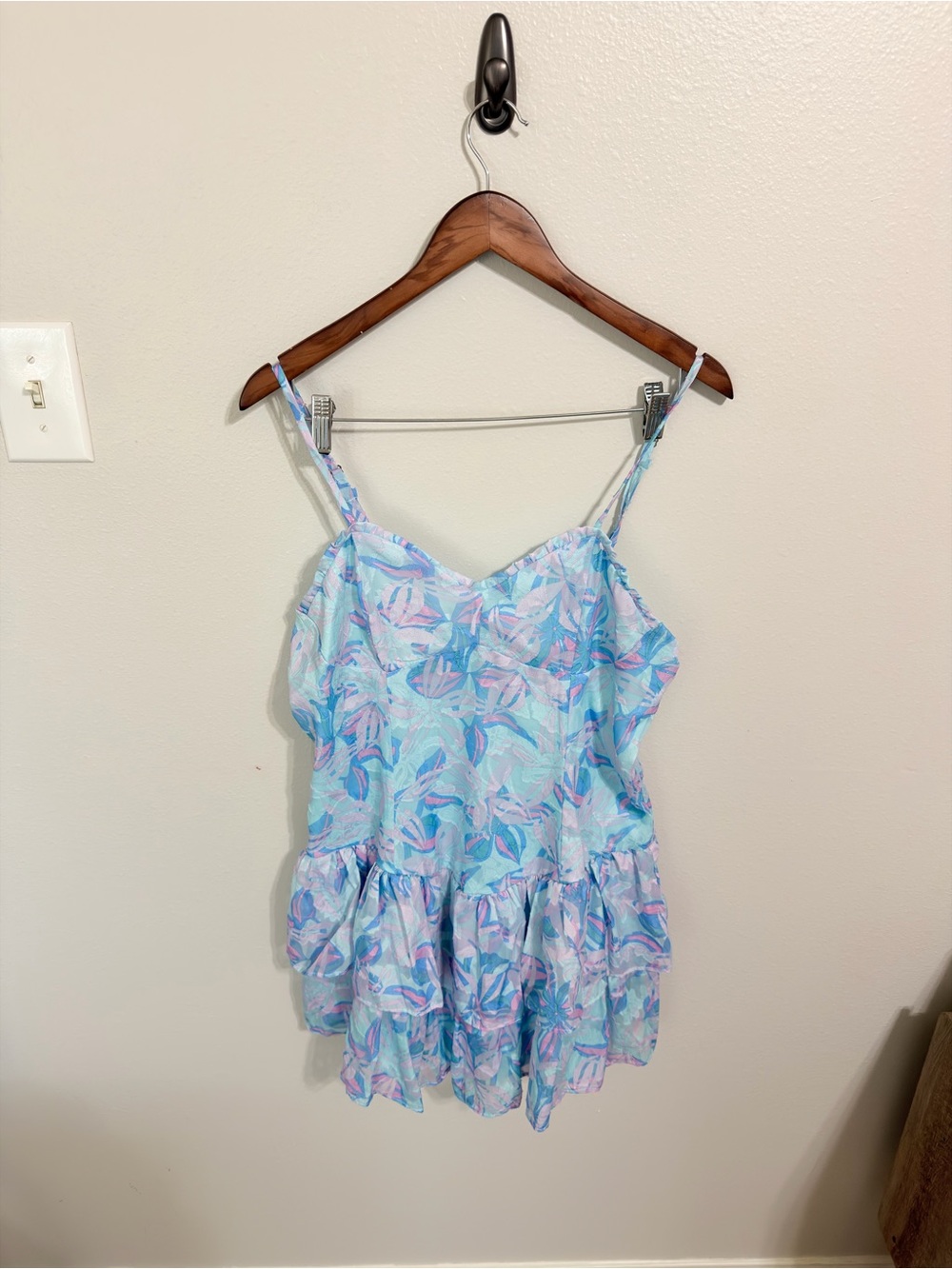 Wild Fable Tropical Floral Tiered Fit & Flare Mini Dress